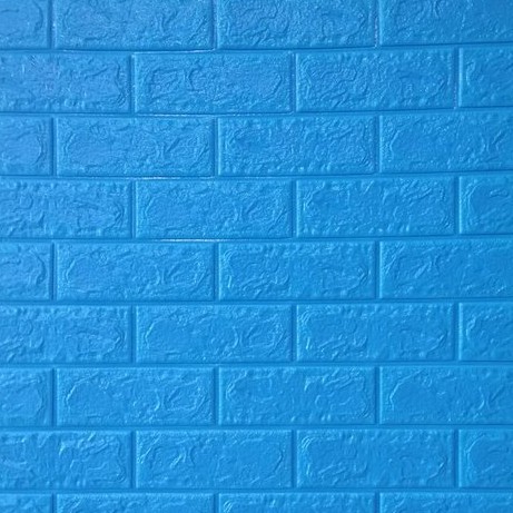 Wallpaper 3D Brick Dekorasi Dinding Wall Foam Brick 3D Batu Bata WaterProof 38Cm X 77Cm Hds-BIRU-GLOSSY