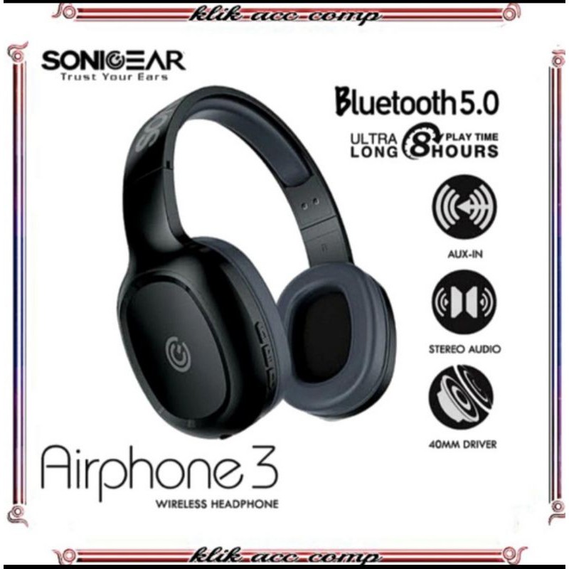 Headset Sonicgear Airphone 3 Bluetooth Headphone with Mic