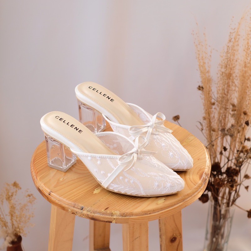 Cellene • Canbera Heels 37-42 | Wedding Shoes Brukat Heels Kaca 7cm