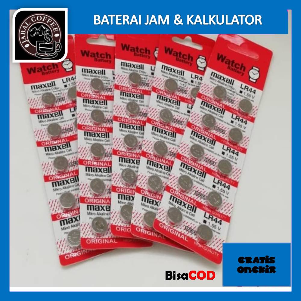 Baterai Jam Tangan Kalkulator AG13 SR LR44 / Baterai Jam Kancing Maxel LR44 Merah 015