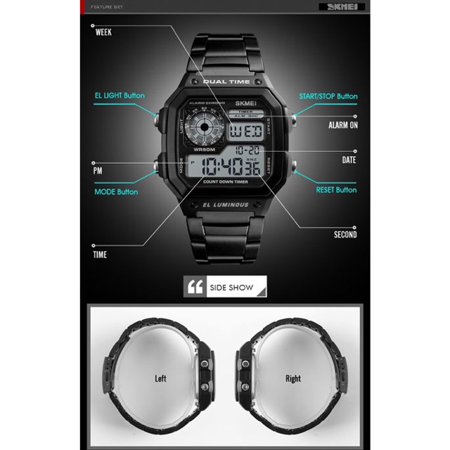 SKMEI Jam Tangan Digital Pria - 1335 - Black