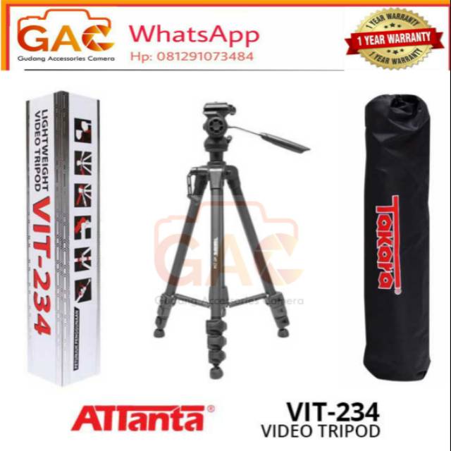 Tripod Takara  VIT 234 fluid head + bag video tripod