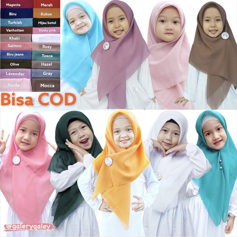 HIJAB SEGIEMPAT KIDS / HIJAB ANAK ABG / BELLASQUARE ANAK / JILBAB ANAK / KERUDUNG ANAK / HIJAB POLOS