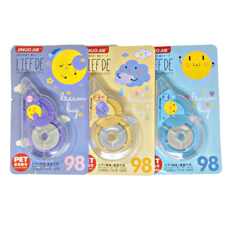 Tip ex Kertas Roll JUMBO JINUO Karakter AWAN MATAHARI BULAN LUCU UNIK 98 Meter Correction Tape Murah