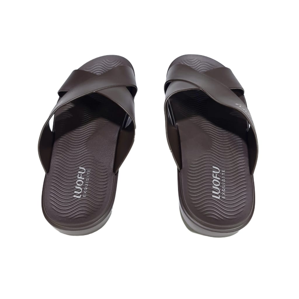 LUOFU ORIGINAL jelly sandal karet empuk murah pria silang  cowok selop import E6196BM5C