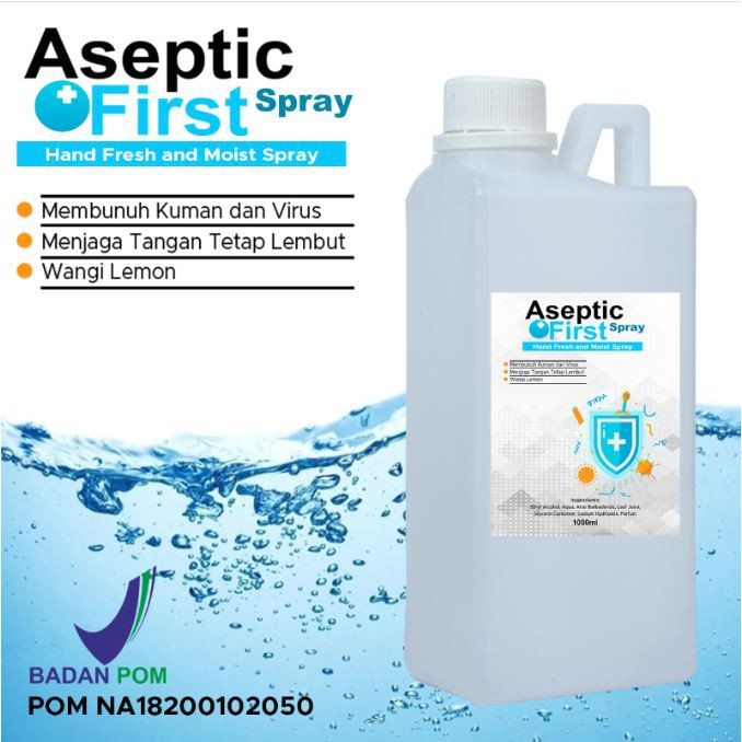 HAND SANITIZER CAIR 500ML ASEPTIC FIRST SPRAY ANTI VIRUS ANTI BAKTERI - ECER GROSIR