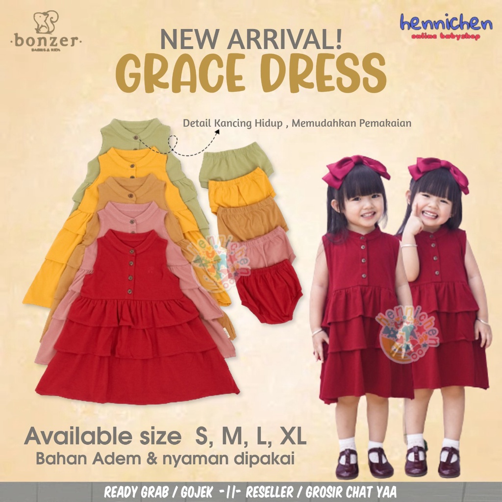 PROMO 7.7 PROMO BAJU LEBARAN MURAH BONZER BABY GRACE DRESS SET DRES PENDEK SETELAN DRES ANAK PEREMPUAN FASHION ANAK 6 BULAN - 24 BULAN