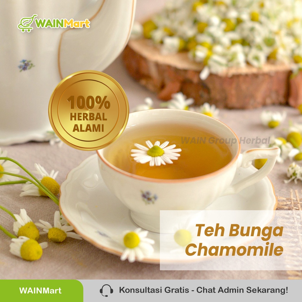 ANTI IMSOMNIA !!! Teh Bunga Chamomile 50 gr Herbal Relaksasi kaya Antioksidan Isi Lebih Banyak