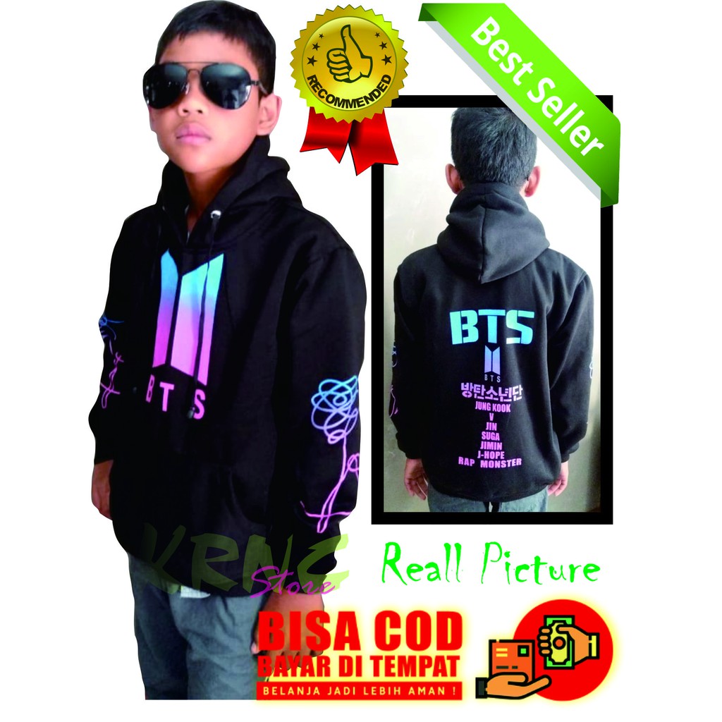 Jaket Hoodie Anak BTS Kpop usia 6-12tahun - kurnianyacaka