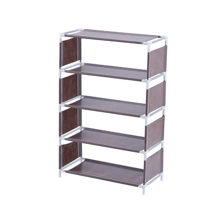 Rak Sepatu Portable Rangka Besi 5 susun (4 ruang)