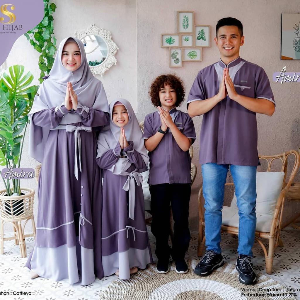 [ COD ] Couple Sarimbit Amir Amira Set Syari Gamis Muslim Keluarga Termurah