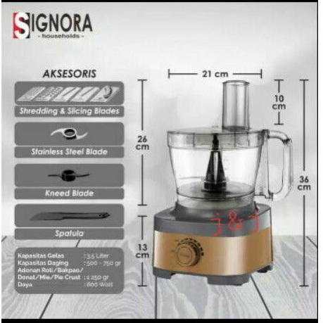 FOOD PROCESSOR PRO SIGNORA + CUBIC CUTTER 2 PISAU + FREE GIFT