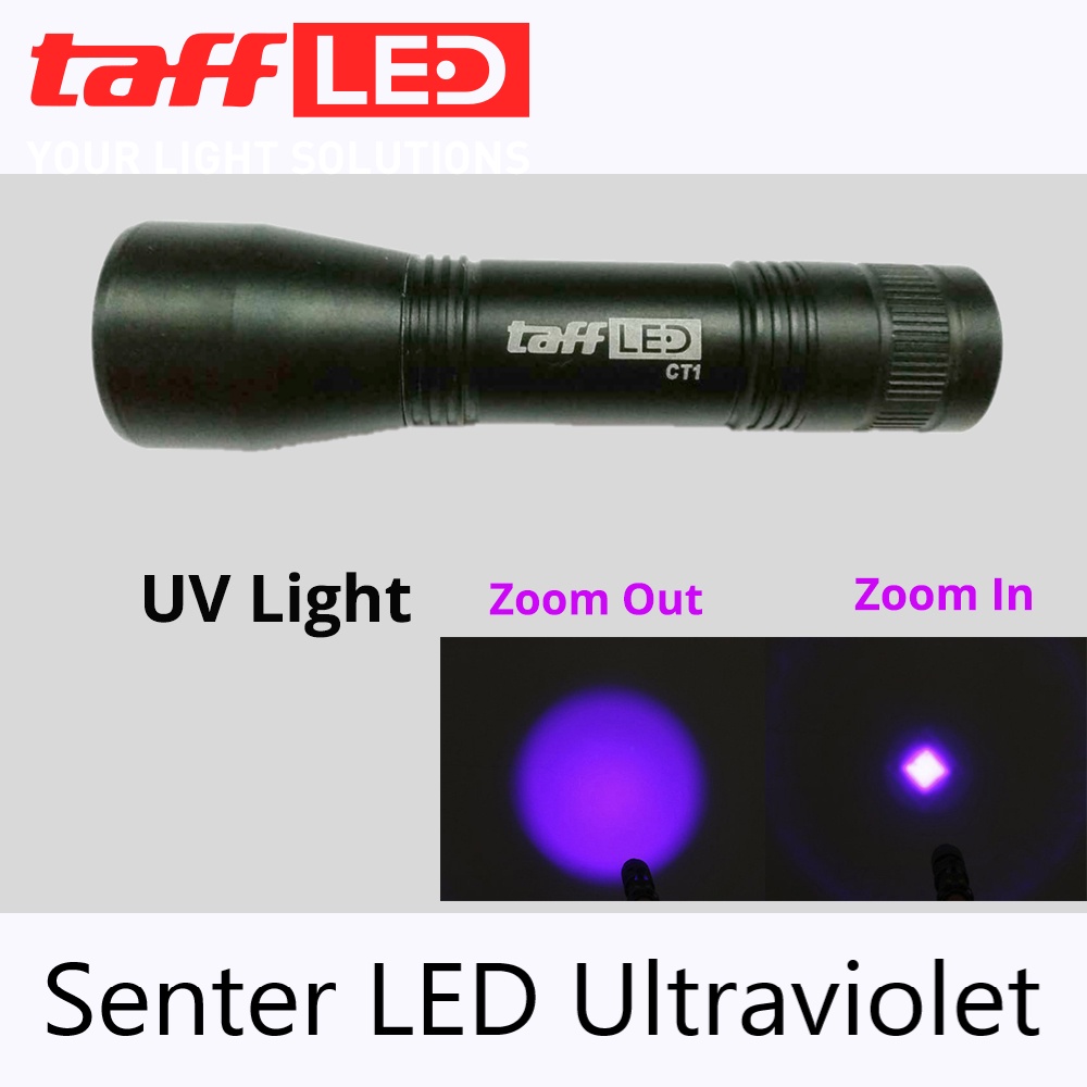 TaffLED Senter LED Ultraviolet Light With Zoomable - CT1 - Black