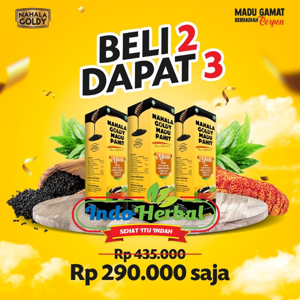 Beli 2 GRATIS 1 Madu Hitam Pahit Gamat Nahala Goldy | Madu Hitam Pahit 475gr