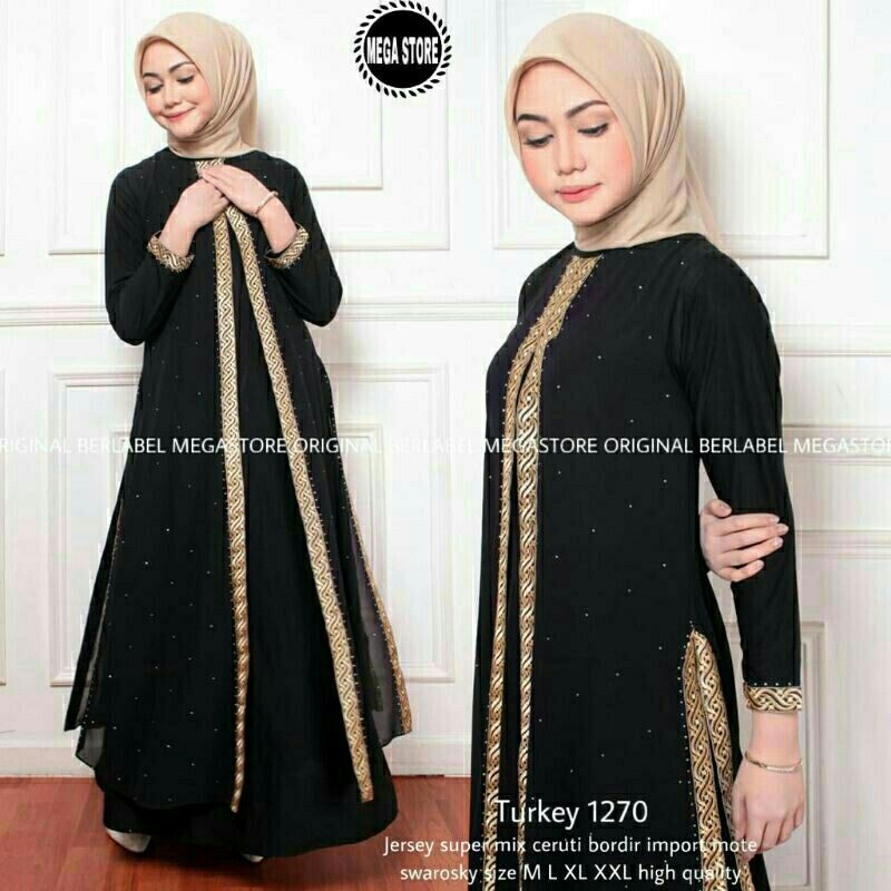 New Abaya Gamis Maxi Dress Arab Saudi Bordir Zephy Turkei Umroh Dubai Jubah Wanita Busui Jumbo Terbaru Gamis Abaya Turkey 1270 Ori Megastore Dres Wanita Muslimah Jumbo Baju Pesta Mewah