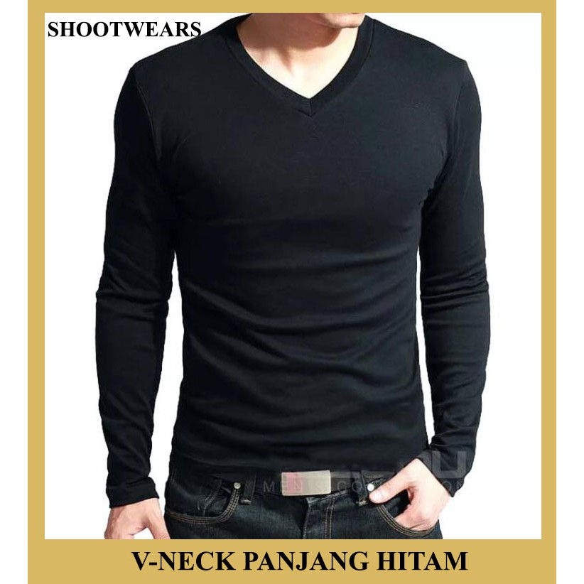 KAOS POLOS  V-NECK LENGAN PANJANG