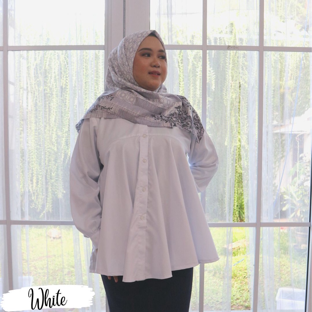 Ezpata Kemeja Vivilane Wanita Kerja Kuliah Jumbo LD 120cm XXXL Bahan Madinah Katun Lengan Kancing Termurah Kualitas Premium