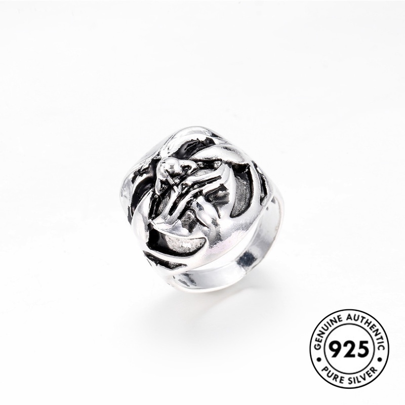 Cincin S925 Silver Desain Topeng Badut Untuk Pria