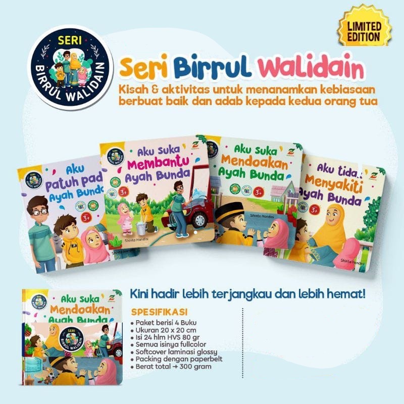 ZYD PAKET SERI BIRRUL WALIDAIN - Buku Islami Anak Aku Suka Membantu Ayah Ibu Bunda Mendoakan Patuh