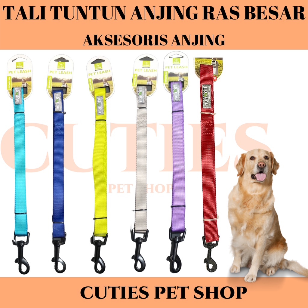 TALI TUNTUN ANJING RAS BESAR NYLON 2 CM BAHAN KUAT TEBAL UNTUK HUSKY GOLDEN CHOW CHOW HERDER