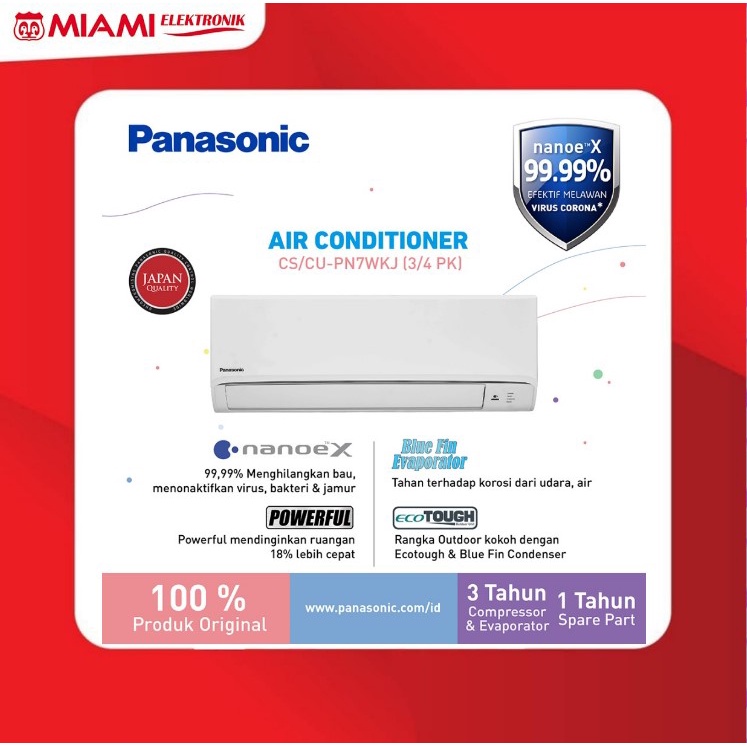 Panasonic CS-PN7WKJ Si-Biru AC Split 3/4 PK Standard Putih