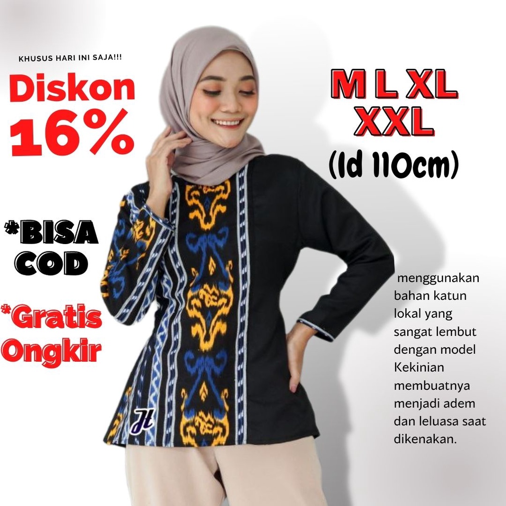 tey-17 Batik Wanita ASJ SA HRB026 Kenongo Kemeja Tosca Pendek-6