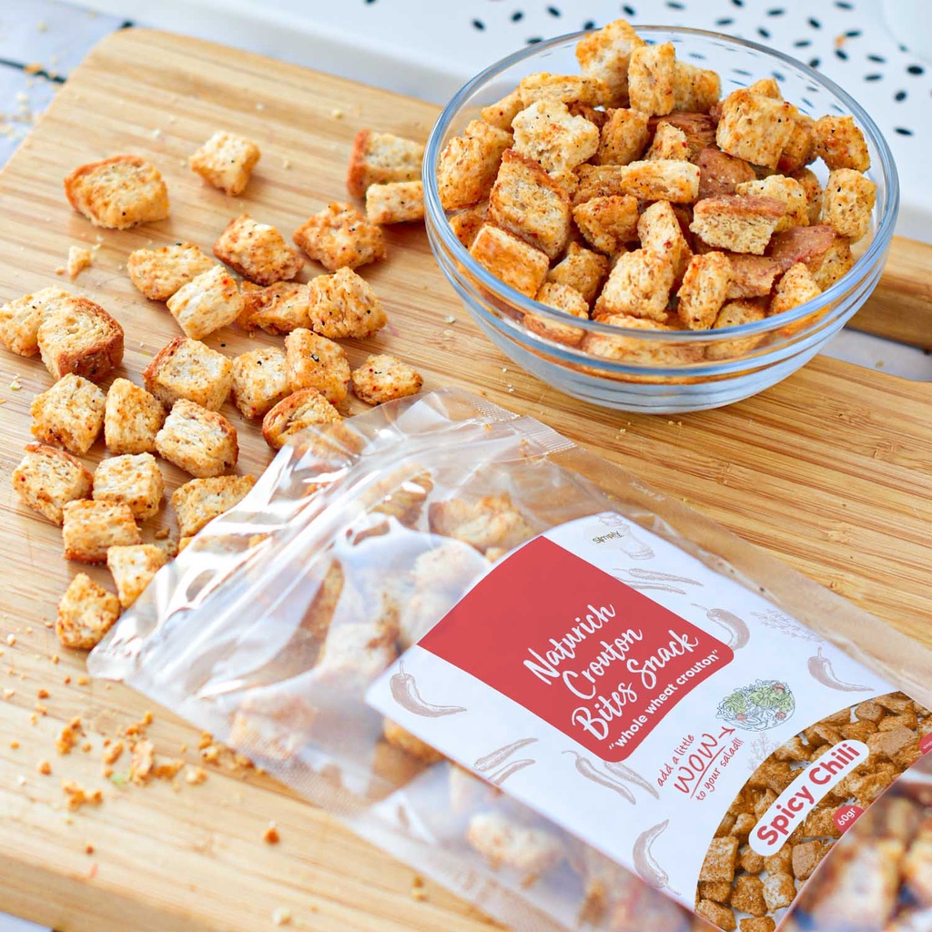 Simply Premium Crouton Bites Snack Spicy Chili 60 Gr