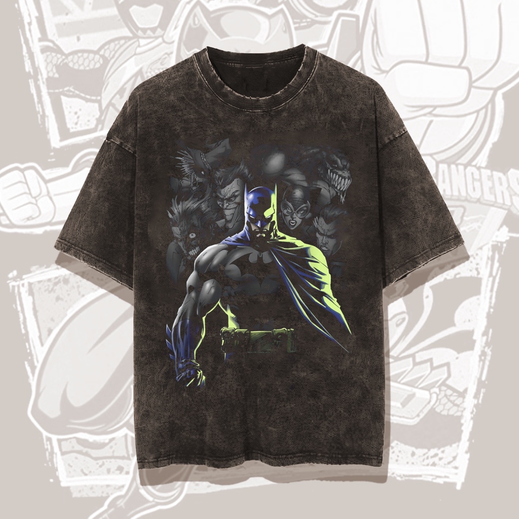 Batman Vintage Wash Style T-shirt, Kaos Premium Marvel