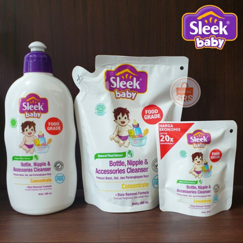 Sleek Baby Bottles &amp; Accessories Cleanser | Sabun Cuci Botol Bayi Liquid Cleanser 500ml 450ml 150ml 70ml