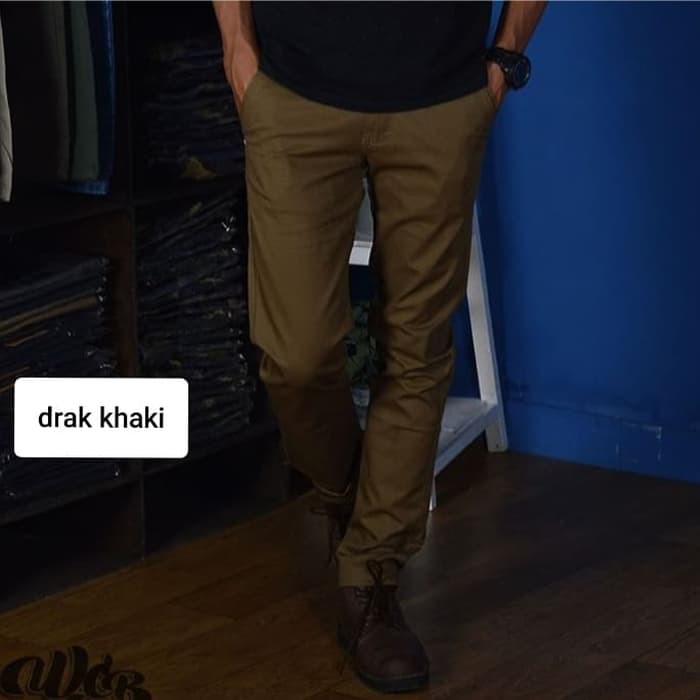  celana  panjang pria chino  skinny slim  fit  strech kantor 