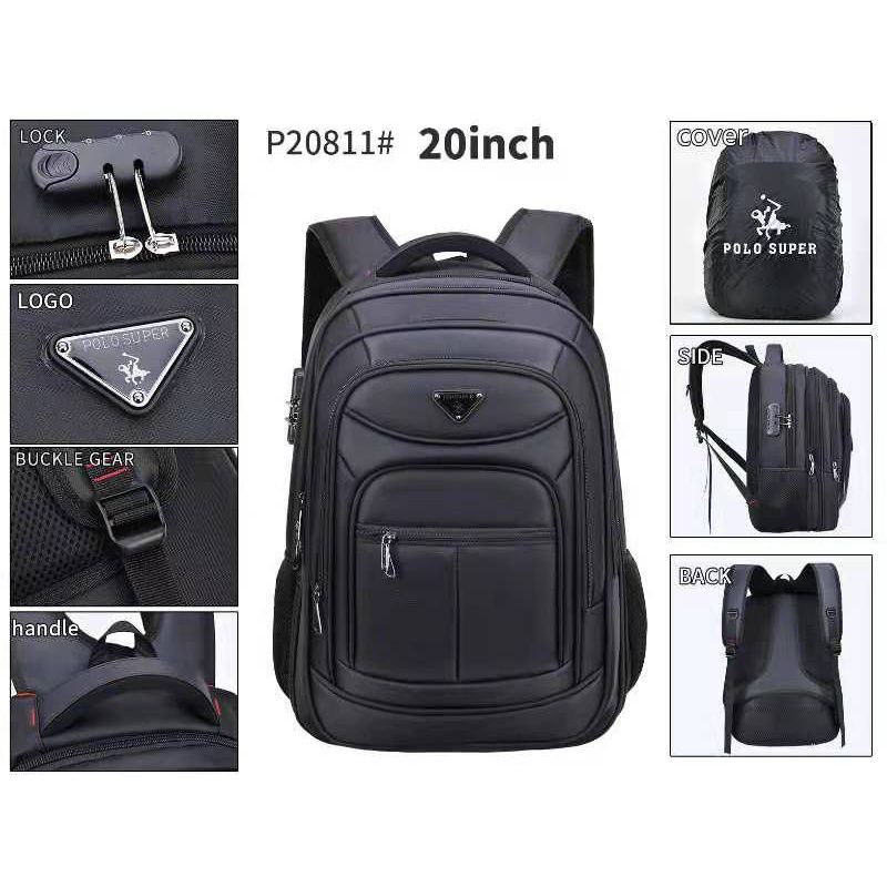 tas ransel laptop tas gendong laptop polo super 20 inchi