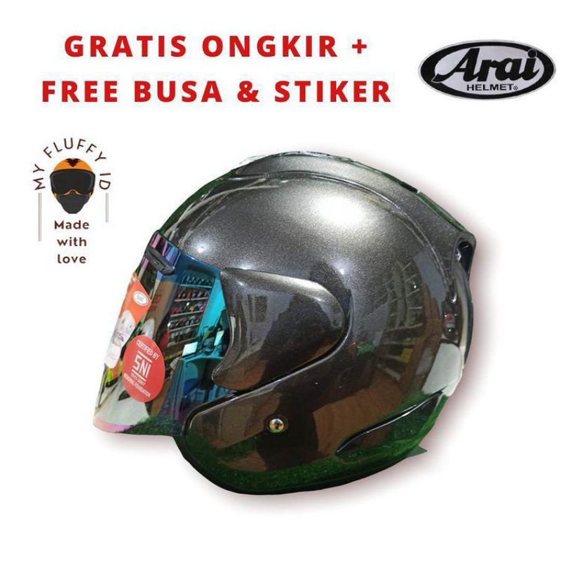 HELM SCOTT GUNMETAL/ABU TUA ARAI RAM4 + STIKER DEPAN ARAI