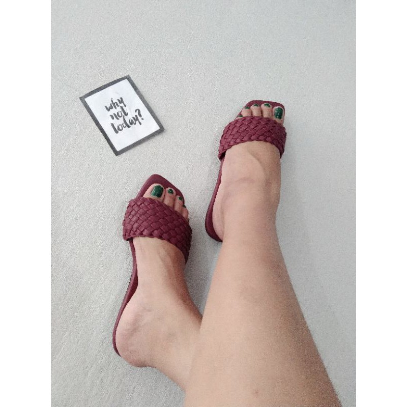 sendal flatshoes wanita terbaru kekinian bahan dove LOUISDEAR S16