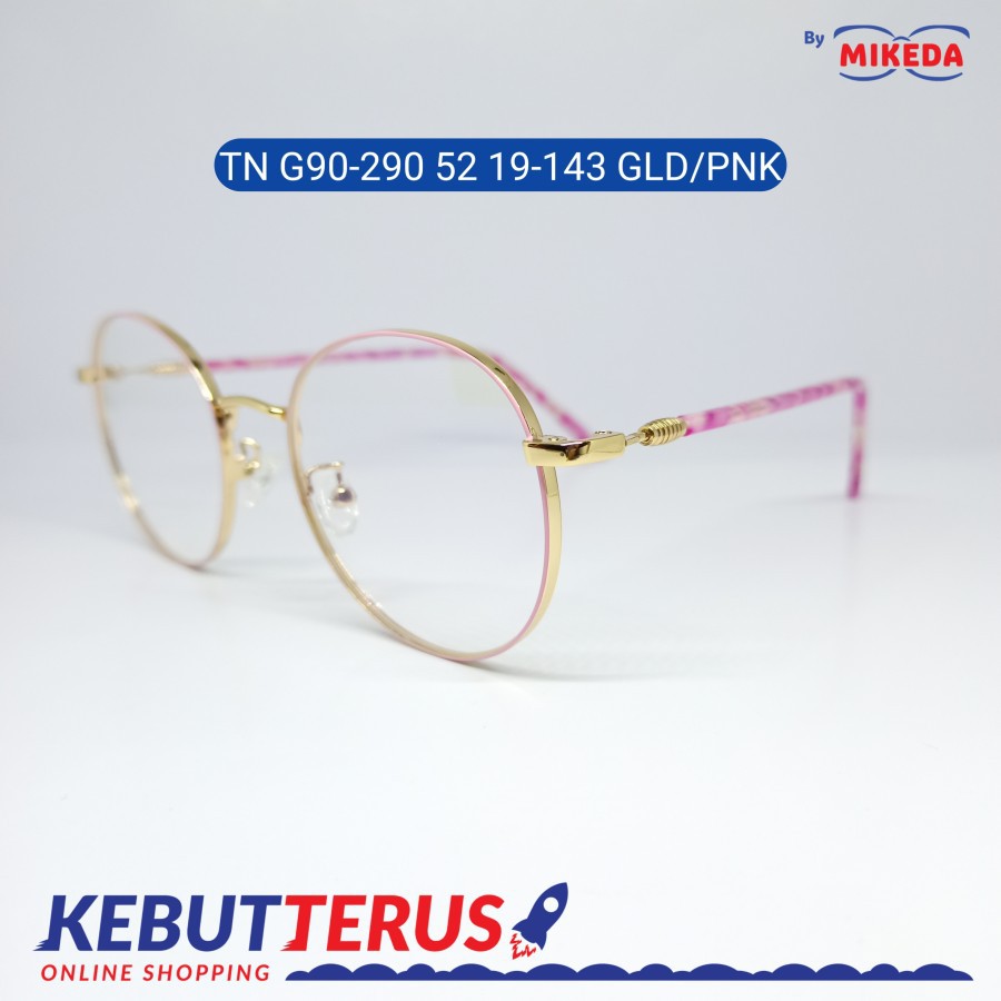 Mikeda - Frame Kacamata Tn G90-290 Gold / Pink + Lensa( Minus/Cylinder )