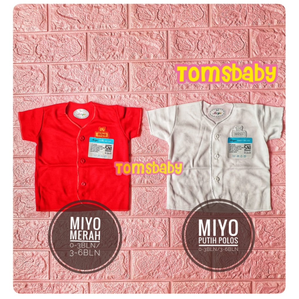 MIYO 1pcs Baju Tangan Pendek MERAH PUTIH POLOS (0-3bln / 3-6bln)