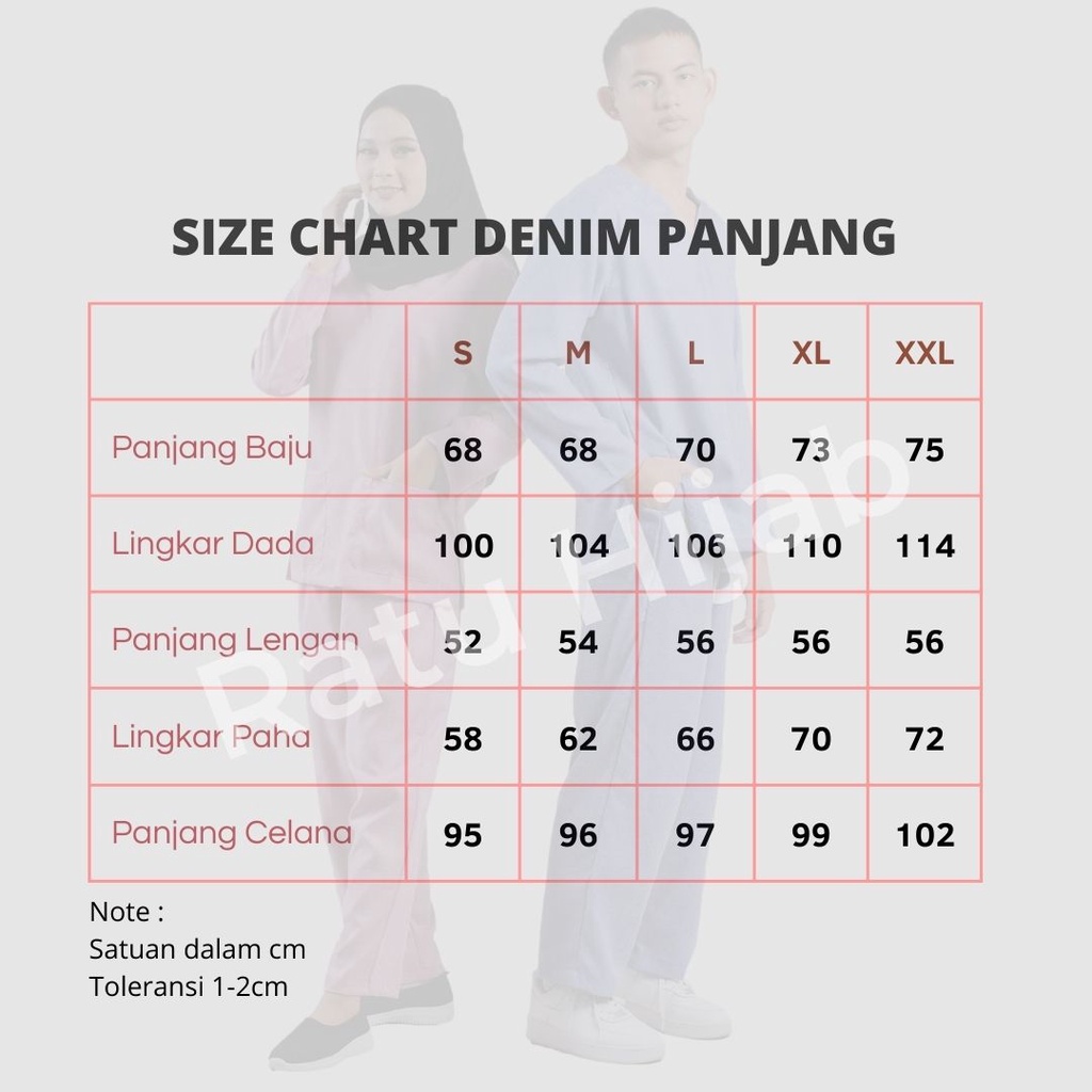 Baju Ok Oka Denim Madinah Dokter Scrub Medis Perawat Lengan Panjang Polos