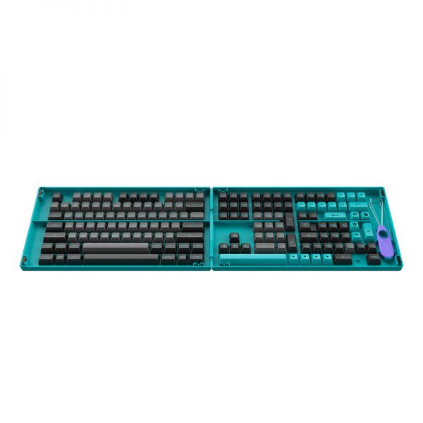 Akko Black &amp; Cyan PBT Double-shot Keycaps 197 Set ASA Profile