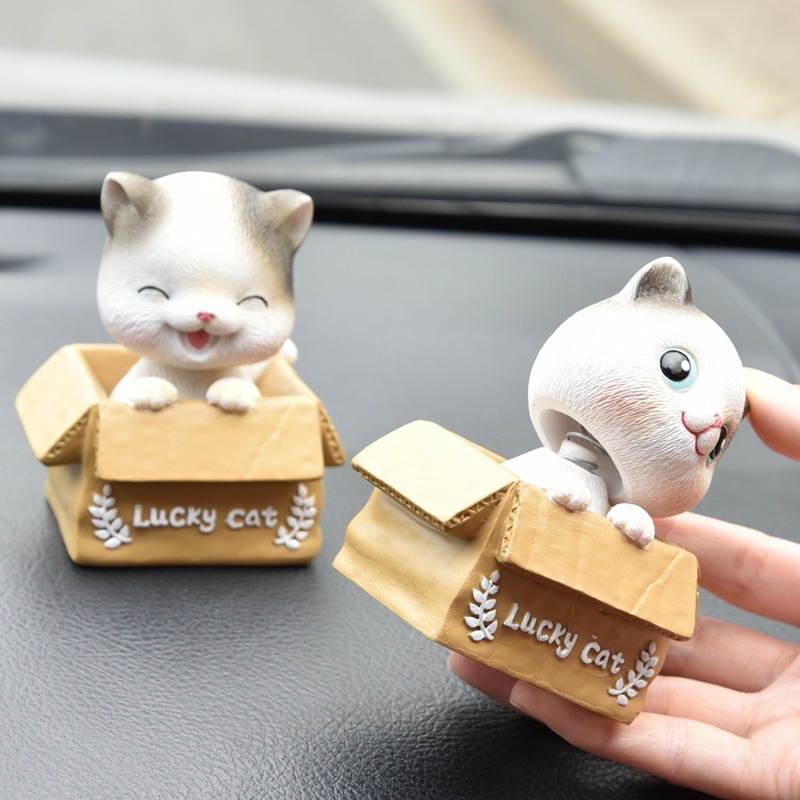 pajangan kucing mobil hiasan boneka kucing balon parfume KUCING KARDUS // Hiasan pajangan solar dashboard dasbor mobil kucing lucky cat