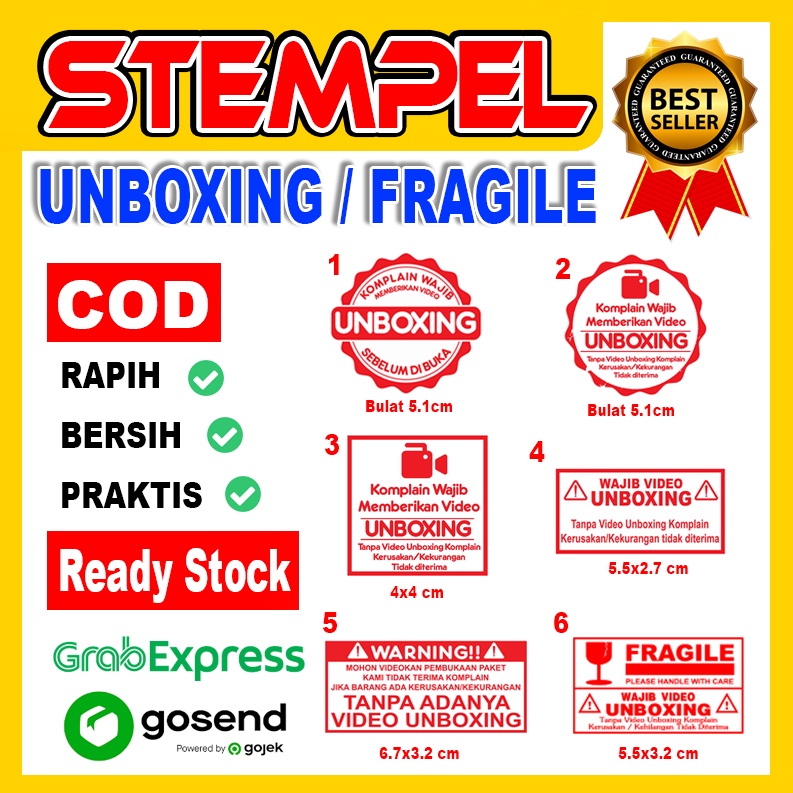 STEMPEL OTOMATIS, STEMPEL PACKING, STEMPEL UNBOXING, STEMPEL FRAGILE