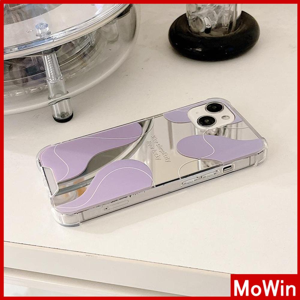 iPhone Case Luxury Acrylic Mirror Airbag Shockproof Protection Camera Romantic Purple Simple Compatible For iPhone 11 Pro Max 13 Pro Max 12 Pro Max 7Plus xr XS Max