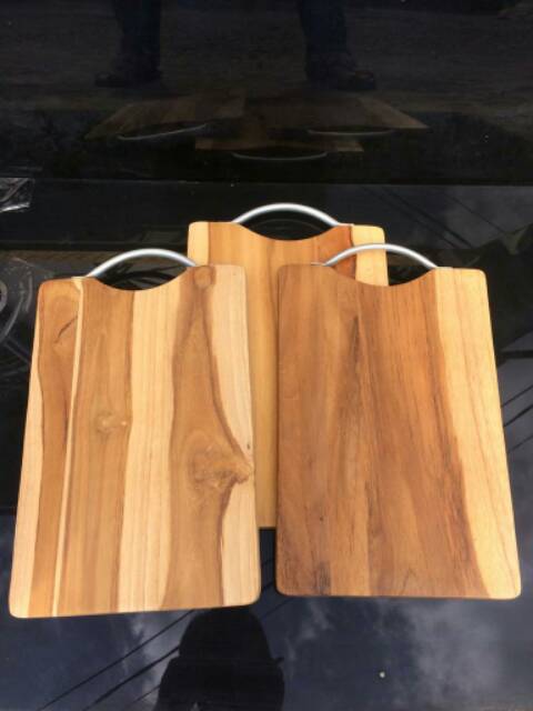 Talenan Kayu 30X20 Jati Gagang Aluminium Wooden Cutting Board Kayu Jati 30 x 20