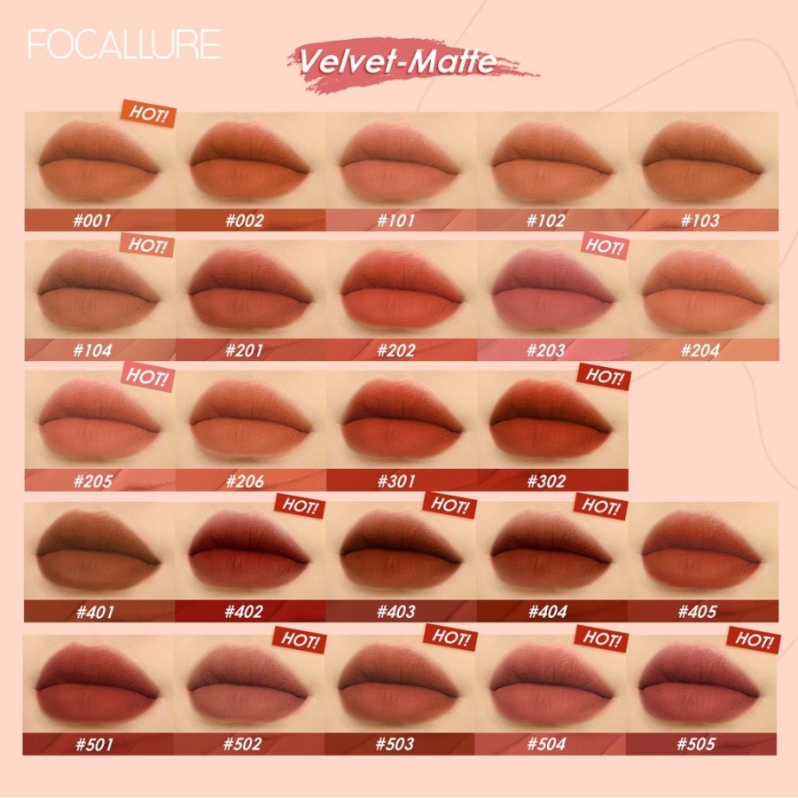 ❤ MEMEY ❤ FOCALLURE Velvet Smooth Lip Glaze FA196 ✔️BPOM Lip Cream