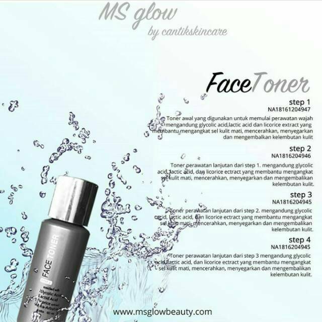 Lotion Wajah / Face Toner MS Glow by Cantik Skincare / White Glow / Acne / Flek Series / MS Glow