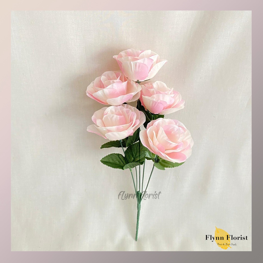 Bunga Mawar Rose Mangkok X5 (satuan) Bunga Artificial / Bunga Plastik / Bunga Dekorasi / Pernikahan-1