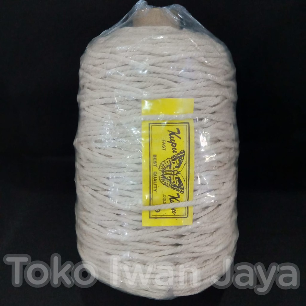 [Kupu-Kupu] Tali Katun Macrame/Makrame Uk. 3 Mm Berat 1 Kg Warna Cream