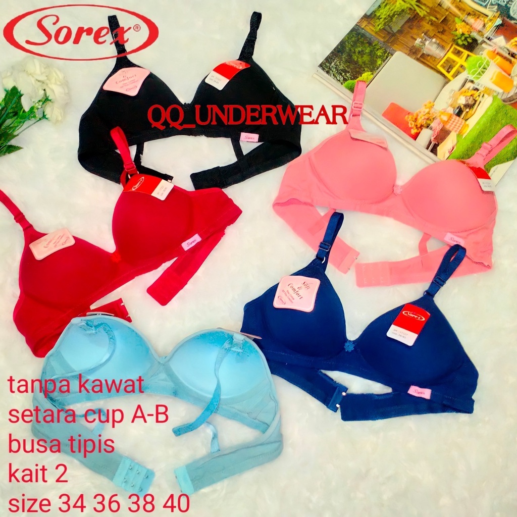 Bra Sorex 17227 Tanpa Kawat Busa Tipis Size 34-40 Kait 2 / Bh Sorex 17227 / Bra Sorex 17227