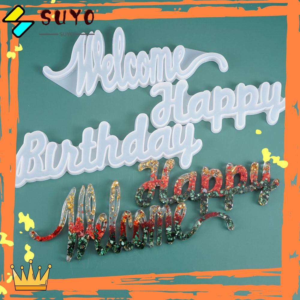 Suyo Cetakan Resin Motif Huruf Hello Birthday Untuk Membuat Perhiasan