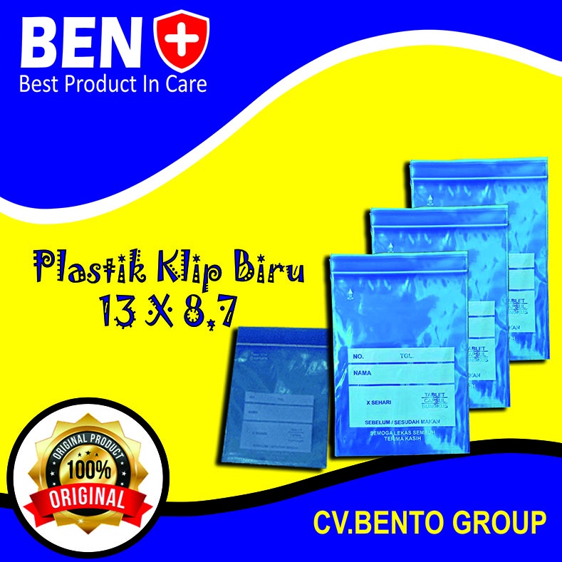 Plastik Klip Obat 13×8.7 Warna Biru