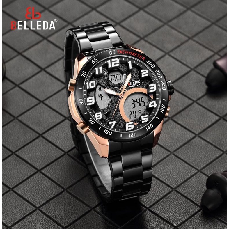 Jam Tangan Belleda Original Rantai sport Double Time 100% waterproof