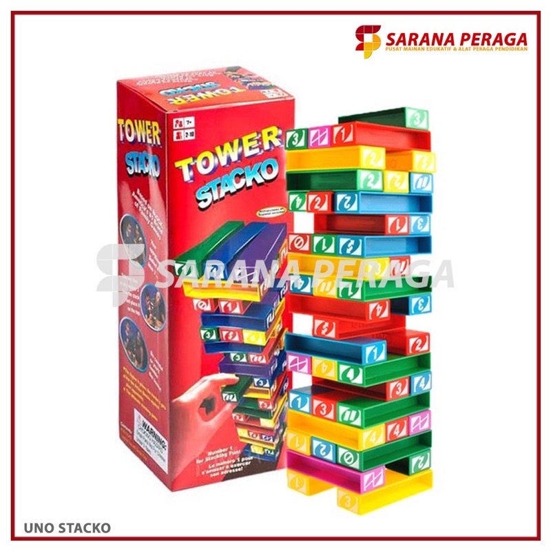 SaranaPeraga - Uno Stacko / Balok Susun Block Tower / Permainan Susun Warna Warni Menara Blok - Main